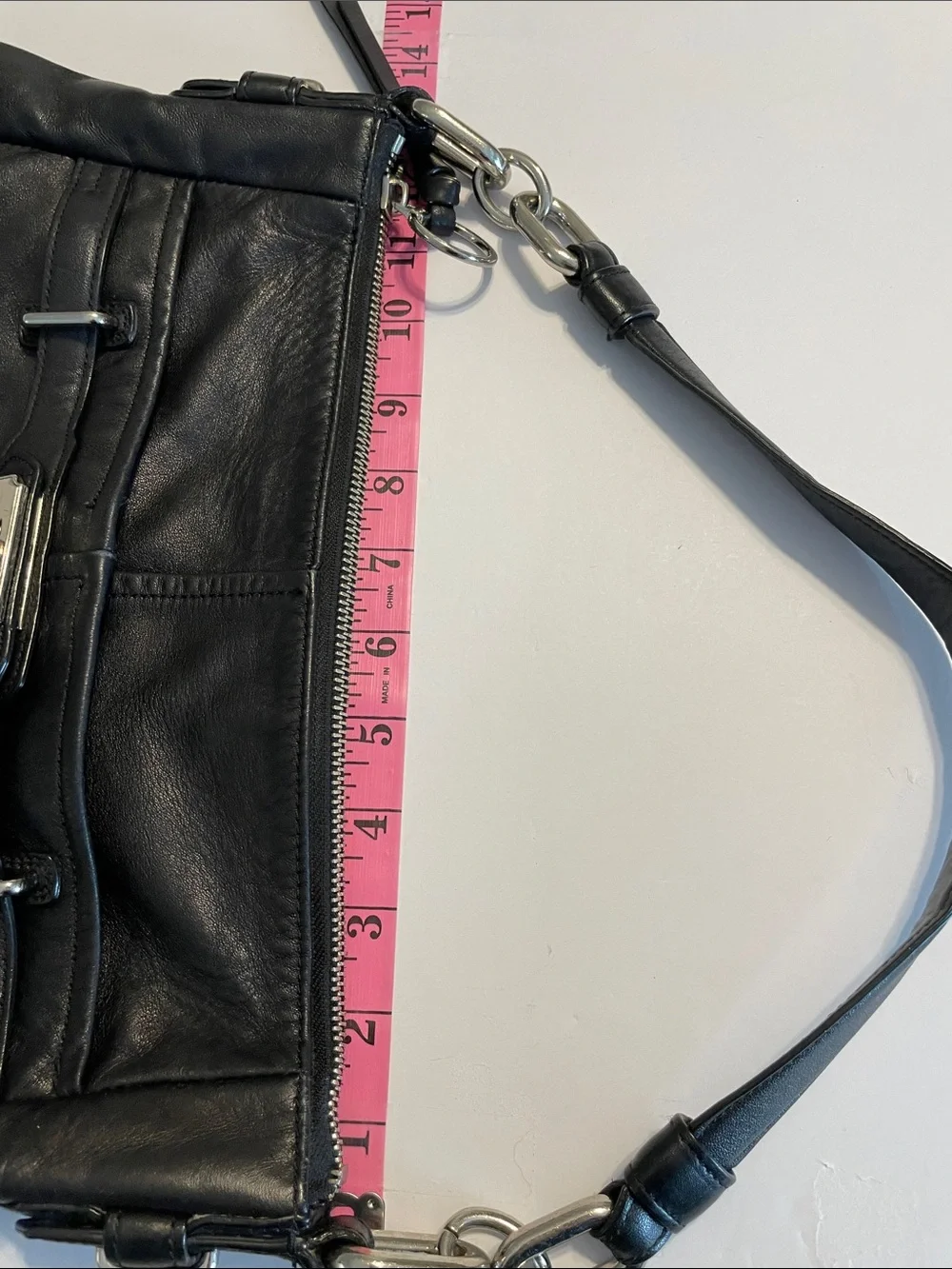 Coach #F17816 Chelsea Ashlyn Black Leather Hobo Shoulder Bag Silver hardware